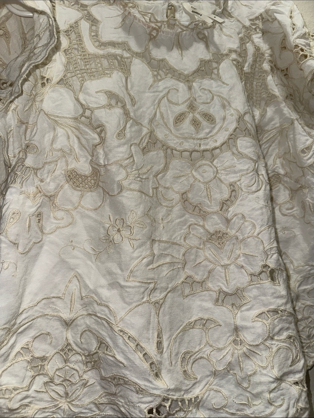 Anthropologie Ivory Eyelet Embroidered Peasant Blouse - Picture 4 of 5